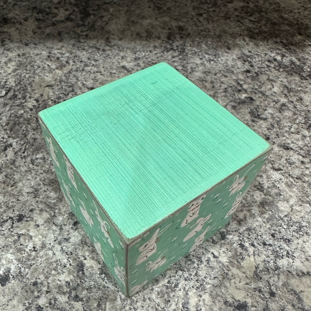 Easter, Spring Decor Wooden Block, Rustic Rabbits, Cube - Picture 6 of 8